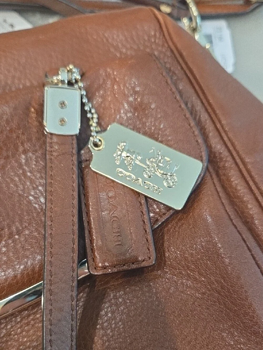 Coach Brown Pebbled Leather Satchel with Gold Hardware